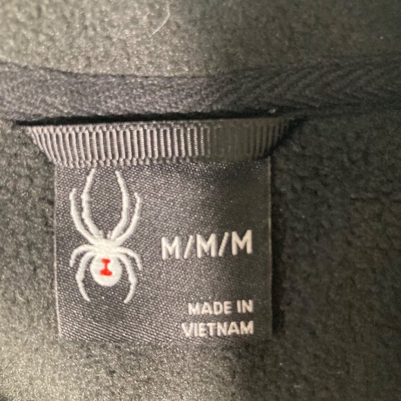 Mens Spyder Polar Pullover Half Zip Hoodie Soft Shell Jacket Gray Black M Polyes - Picture 8 of 11